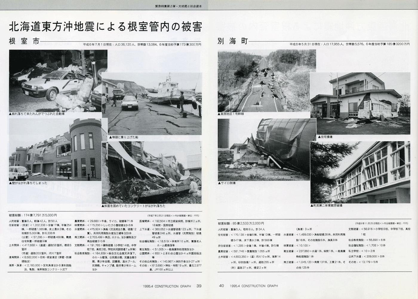 北海道東方沖地震による根室管内の被害状況を見る